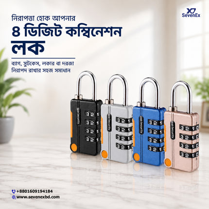 4-Digit Combination Padlock – Waterproof Mini Security Lock for Travel