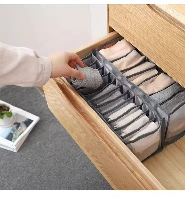 11-Grid Closet Drawer Organizer Box – Foldable Storage Divider for Clothes, Underwear, and Accessories