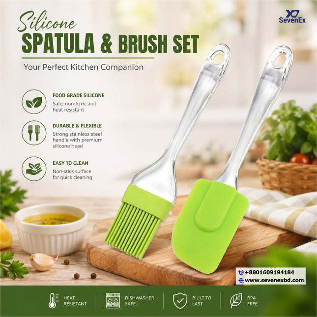 Premium Silicone Spatula & Oil Brush Set – 2-Piece, 28 cm Non-Stick Heat-Resistant Kitchen Tools