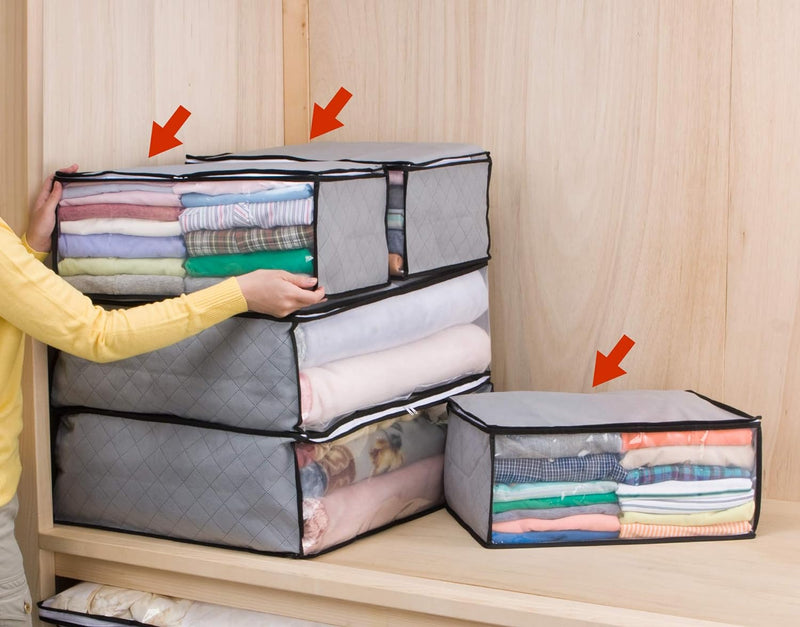 Winter & Summer Clothes Storage Organizer Bags – Foldable Blanket Covers & Wardrobe Cloth Organizer with Zipper