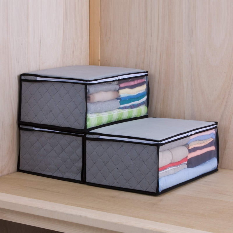Winter & Summer Clothes Storage Organizer Bags – Foldable Blanket Covers & Wardrobe Cloth Organizer with Zipper