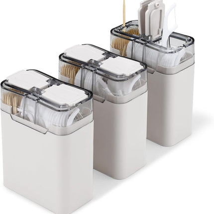 2-in-1 Toothpick & Floss Pick Dispenser – Portable Holder with 100 Toothpicks & 30 Floss Sticks