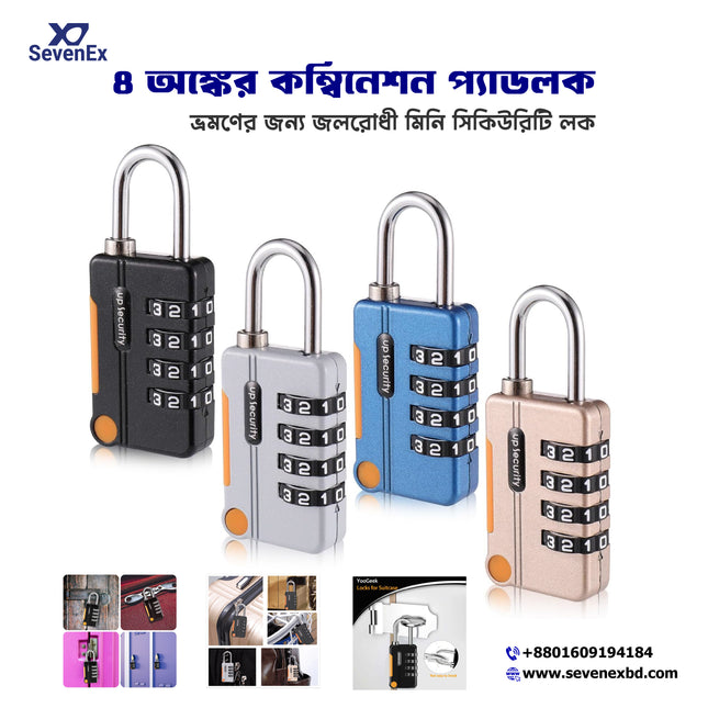 4-Digit Combination Padlock – Waterproof Mini Security Lock for Travel