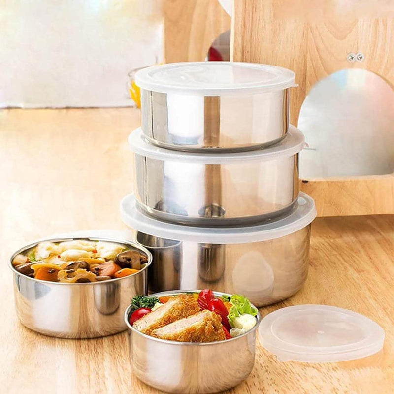5 Pcs Stainless Steel Food Storage Box Set – Airtight, Leak-Proof Kitchen Containers