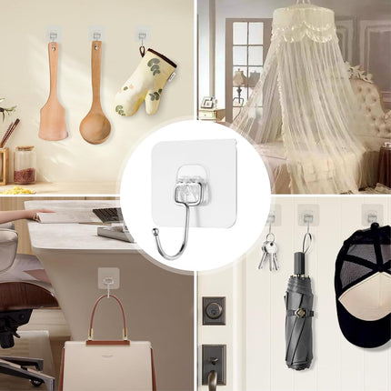 4 Pcs Adhesive Wall Hooks – Strong Duty Hooks for Home & Kitchen