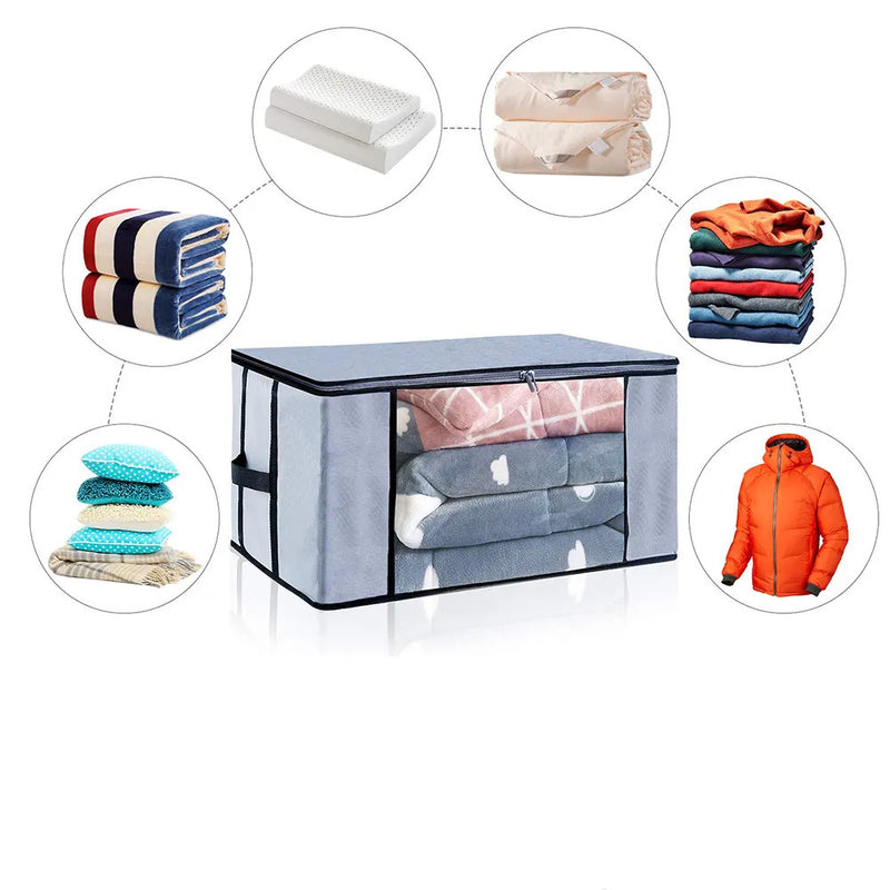 Winter Blanket & Clothes Storage Organizer – Foldable Wardrobe Bag with Zipper Cover for Seasonal Storage