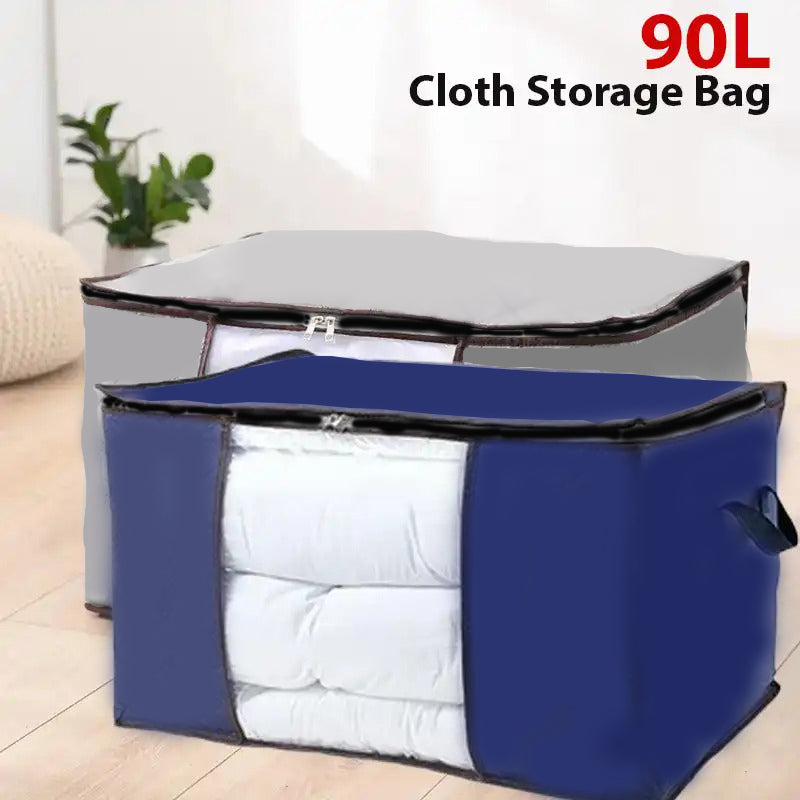 Winter Blanket & Clothes Storage Organizer – Foldable Wardrobe Bag with Zipper Cover for Seasonal Storage