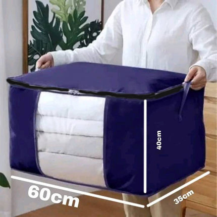 Winter Blanket & Clothes Storage Organizer – Foldable Wardrobe Bag with Zipper Cover for Seasonal Storage
