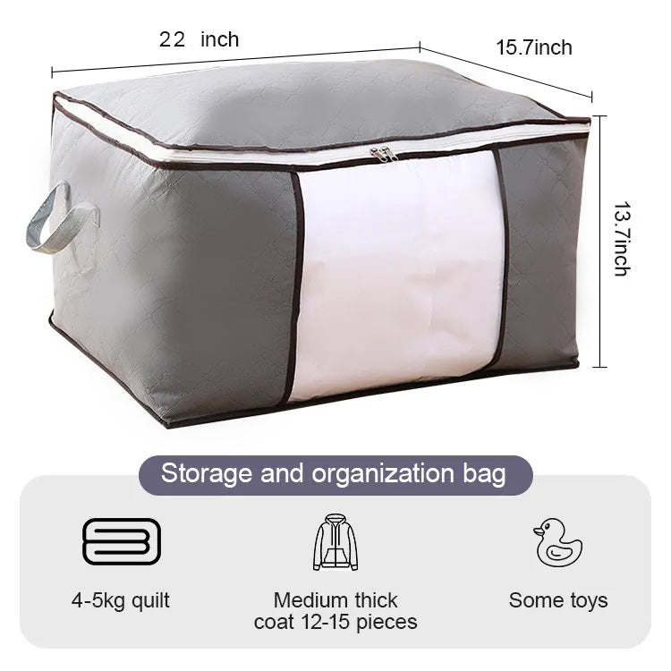Winter Blanket & Clothes Storage Organizer – Foldable Wardrobe Bag with Zipper Cover for Seasonal Storage