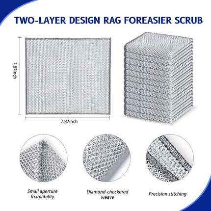 4PCS Kitchen Magic Cleaning Cloth – Double Layer Reusable Dishwashing Rags for Home & Kitchen