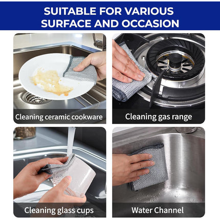 4PCS Kitchen Magic Cleaning Cloth – Double Layer Reusable Dishwashing Rags for Home & Kitchen