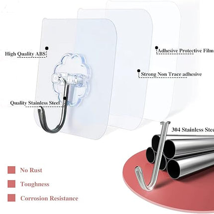 4 Pcs Adhesive Wall Hooks – Strong Duty Hooks for Home & Kitchen