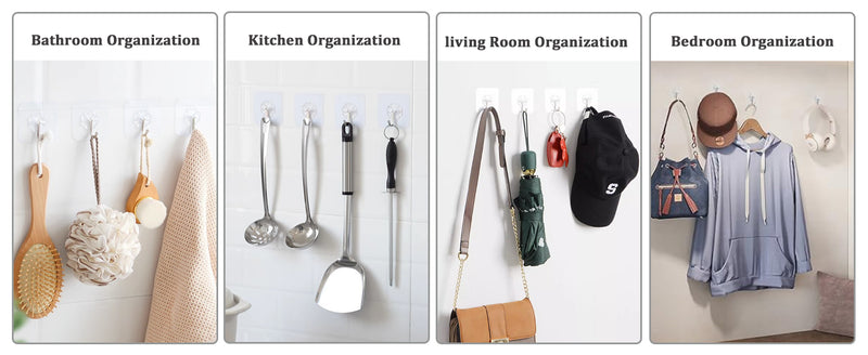 4 Pcs Adhesive Wall Hooks – Strong Duty Hooks for Home & Kitchen