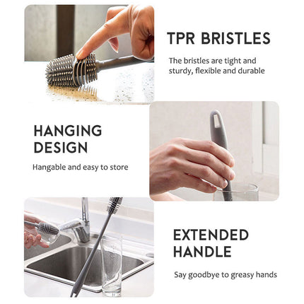 Long Handle Silicone Cleaning Brush – Hangable Cup, Bottle & Jar Brush