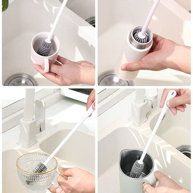 Long Handle Silicone Cleaning Brush – Hangable Cup, Bottle & Jar Brush