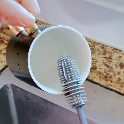 Long Handle Silicone Cleaning Brush – Hangable Cup, Bottle & Jar Brush