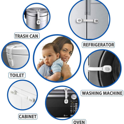 Child Safety Locks for Cabinets & Drawers – No-Drill Baby Proof Latches for Fridge, Toilet, Oven & Furniture
