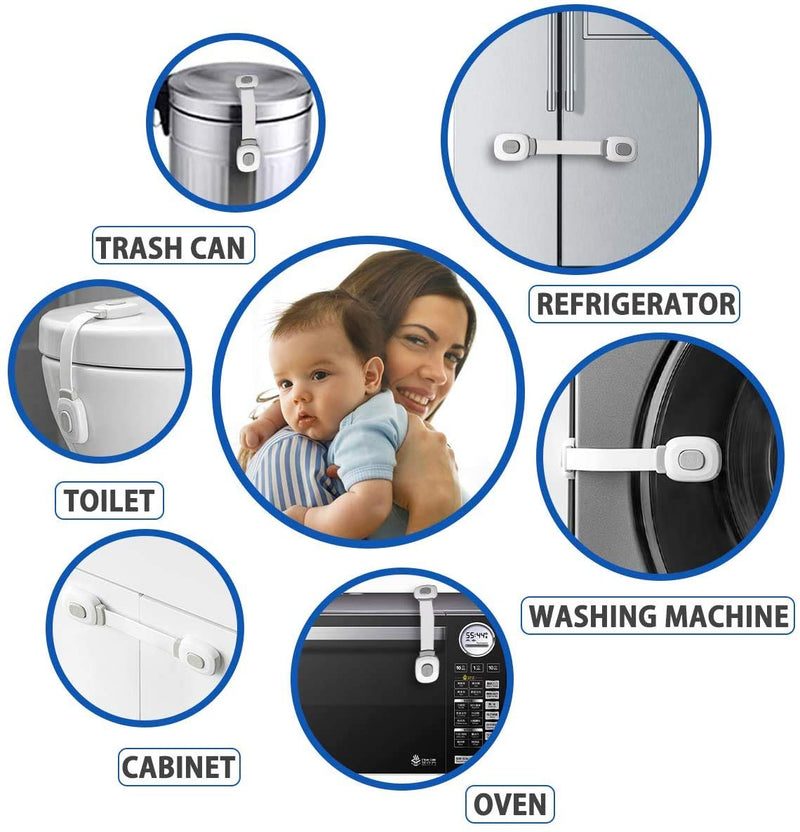 Child Safety Locks for Cabinets & Drawers – No-Drill Baby Proof Latches for Fridge, Toilet, Oven & Furniture