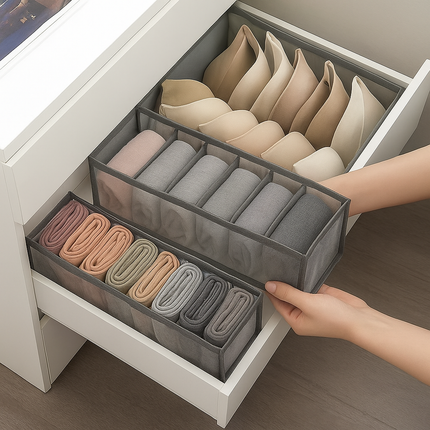 11-Grid Closet Drawer Organizer Box – Foldable Storage Divider for Clothes, Underwear, and Accessories