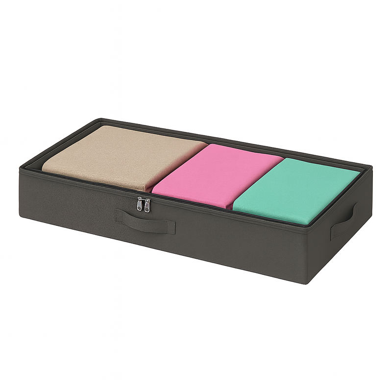 Large Underbed Storage Box with Clear Lid – Foldable 31"x24"x7" Organizer with Dual Handles for Shoes, Clothes & Blankets