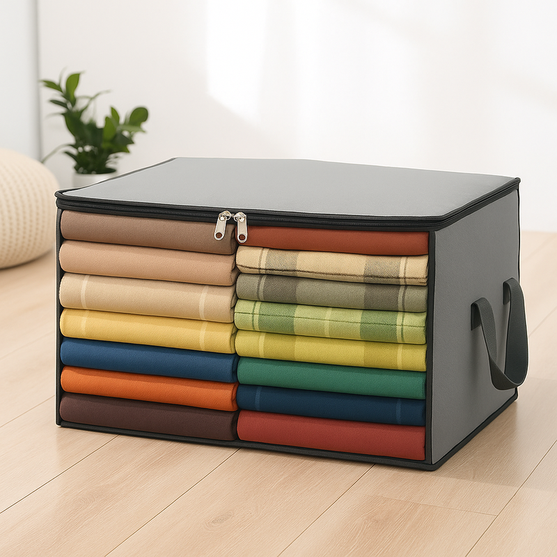 Winter & Summer Clothes Storage Organizer Bags – Foldable Blanket Covers & Wardrobe Cloth Organizer with Zipper