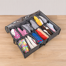 12-Compartment Underbed Shoe Organizer – Clear Lid & Handles