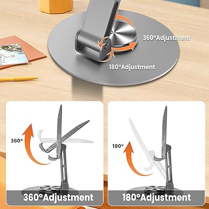 360° Adjustable Metal Phone Stand – Universal Non-Slip Desk Holder for Smartphones & Tablets