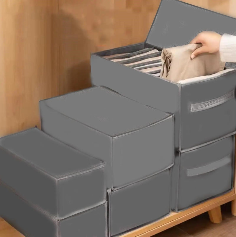 Closet Drawer Organizer with 9 Grids – Foldable Storage Box for Neatly Sorting Clothes & Accessories