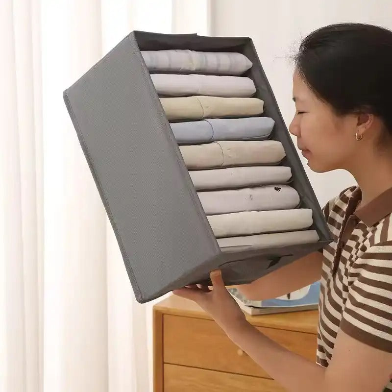 Closet Drawer Organizer with 9 Grids – Foldable Storage Box for Neatly Sorting Clothes & Accessories