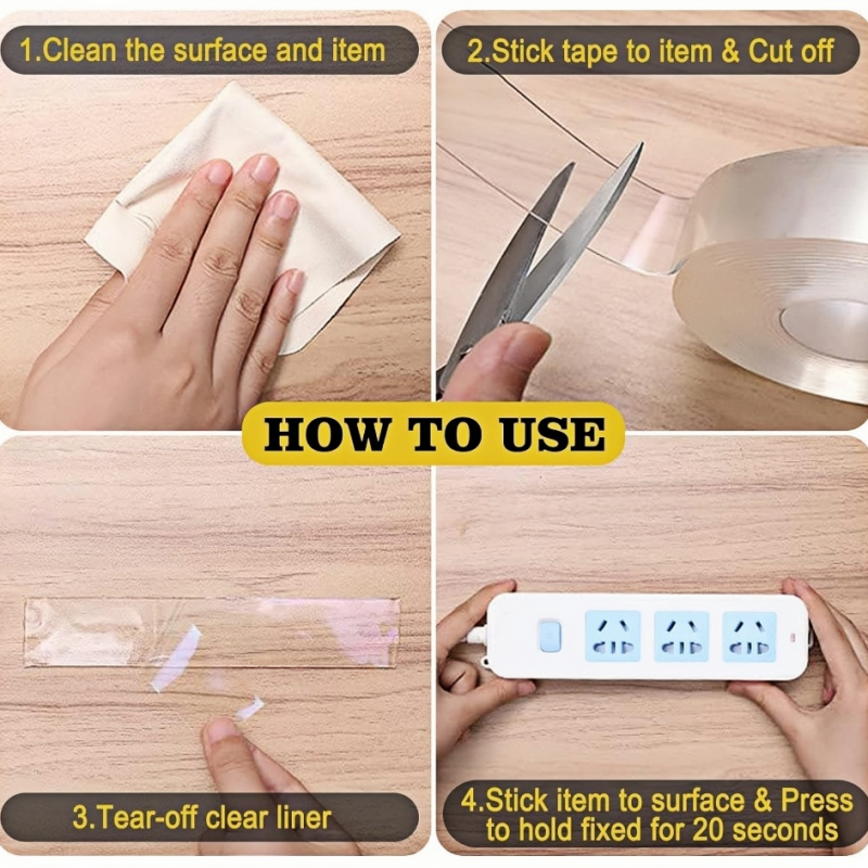 Nano Magic Double-Sided Adhesive Tape – 1M x 3CM Premium Transparent Gel Grip