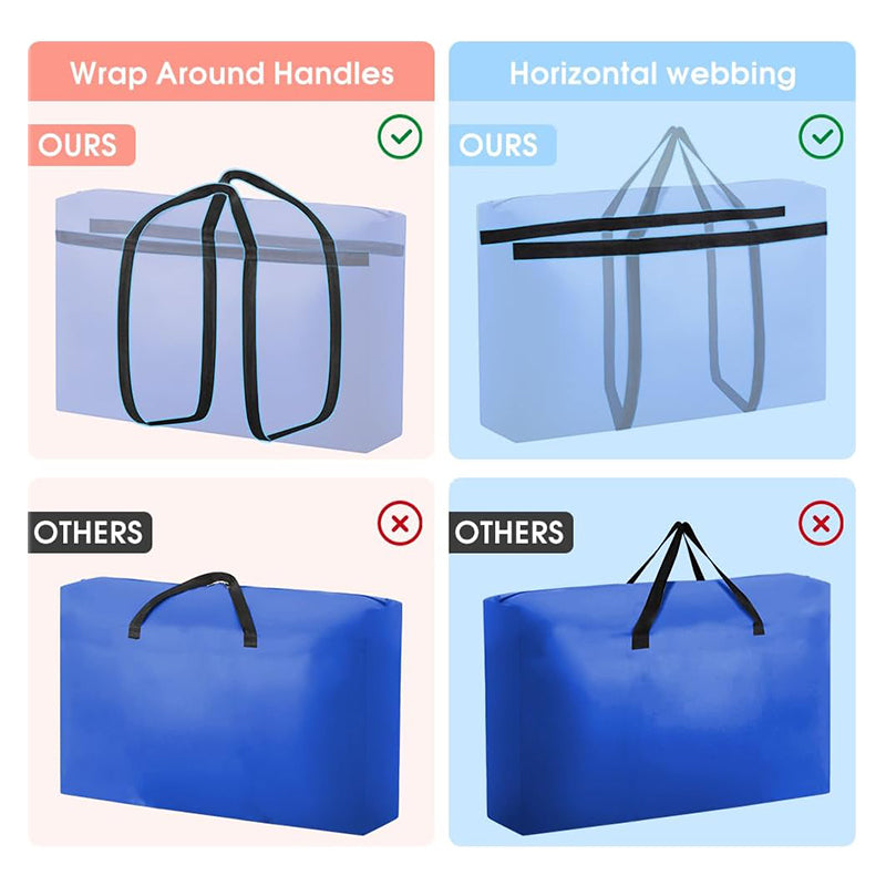 Extra Large Moving Bags with Strong Zippers & Handles – Heavy-Duty Storage Organizer for Clothes, Blankets, and Trave