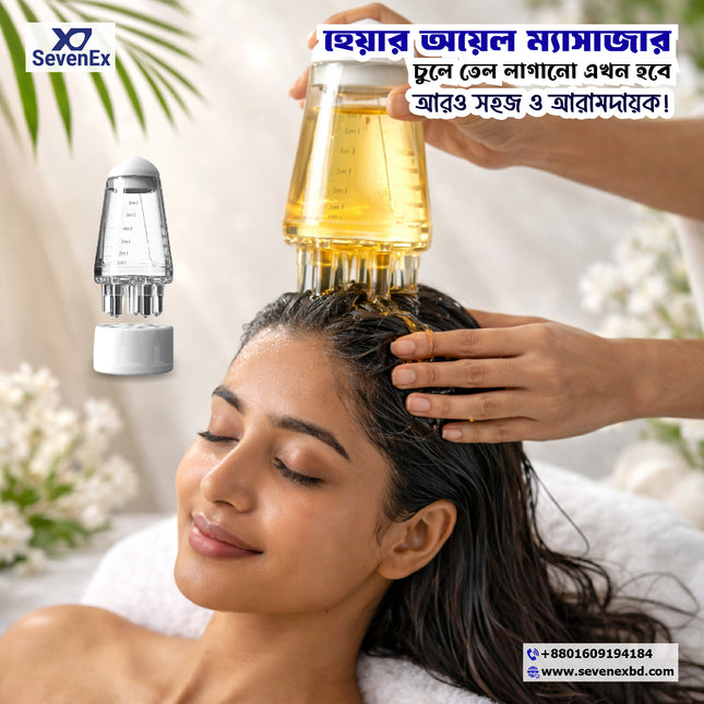 Hair Oil Applicator Bottle with Scalp Massager – Portable for Home & Travel