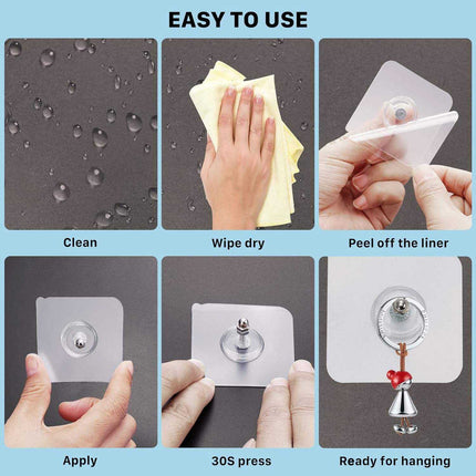 Adhesive Hooks – 4 Pcs Reusable Wall Hangers for Home & Kitchen