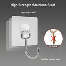 Premium Adhesive Hooks – Brushed Stainless Steel Wall Hangers, No Tools Needed (4PCS)
