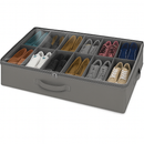 12-Compartment Underbed Shoe Organizer – Clear Lid & Handles