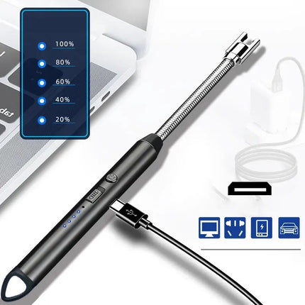 USB Rechargeable Kitchen Gas Lighter – 360° Flexible Neck Windproof Electric Lighter