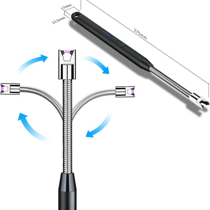 USB Rechargeable Kitchen Gas Lighter – 360° Flexible Neck Windproof Electric Lighter