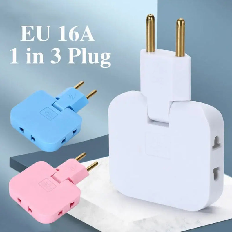 3-in-1 Rotatable Plug Adapter –180° Swivel Multi-Port Power Hub for Travel & Office