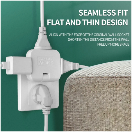 3-in-1 Rotatable Plug Adapter –180° Swivel Multi-Port Power Hub for Travel & Office