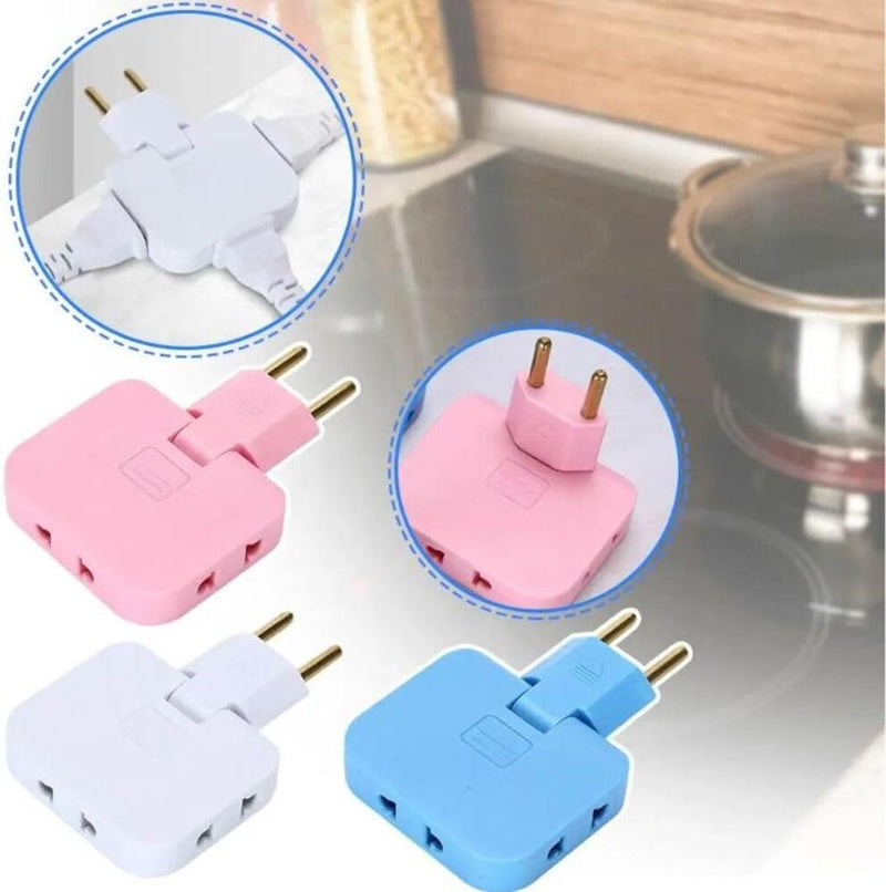 3-in-1 Rotatable Plug Adapter –180° Swivel Multi-Port Power Hub for Travel & Office