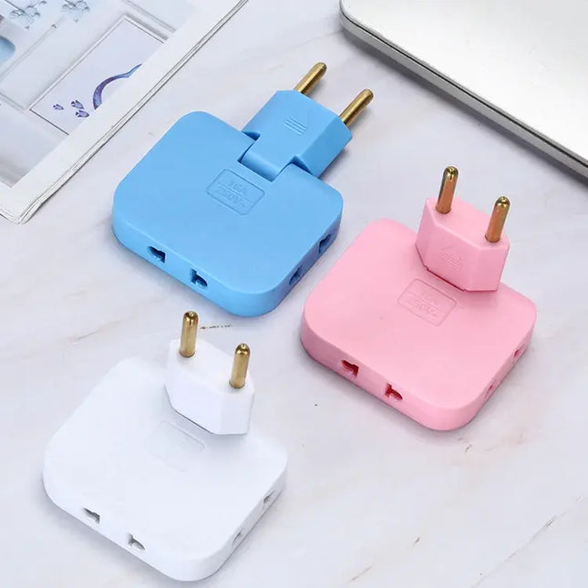3-in-1 Rotatable Plug Adapter –180° Swivel Multi-Port Power Hub for Travel & Office