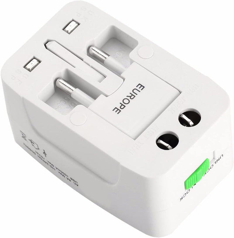 Universal International Plug Adapter-Compact All-in-One Charger for US, UK, EU, and AU