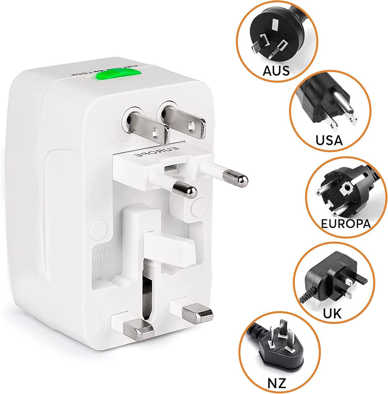 Universal International Plug Adapter-Compact All-in-One Charger for US, UK, EU, and AU