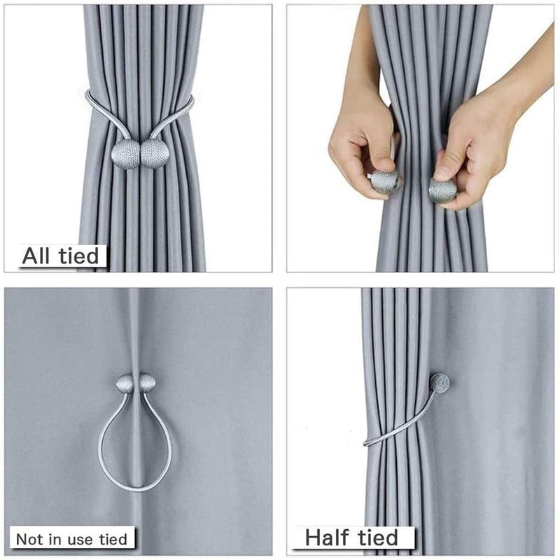 1 PCS Magnetic Curtain Tiebacks – 1 Pair Decorative Rope Holders for Home & Office Drapes
