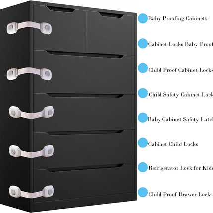 Child Safety Locks for Cabinets & Drawers – No-Drill Baby Proof Latches for Fridge, Toilet, Oven & Furniture