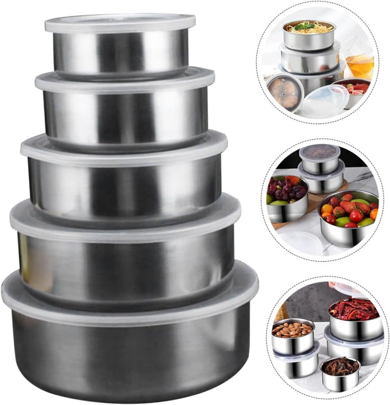5 Pcs Stainless Steel Food Storage Box Set – Airtight, Leak-Proof Kitchen Containers