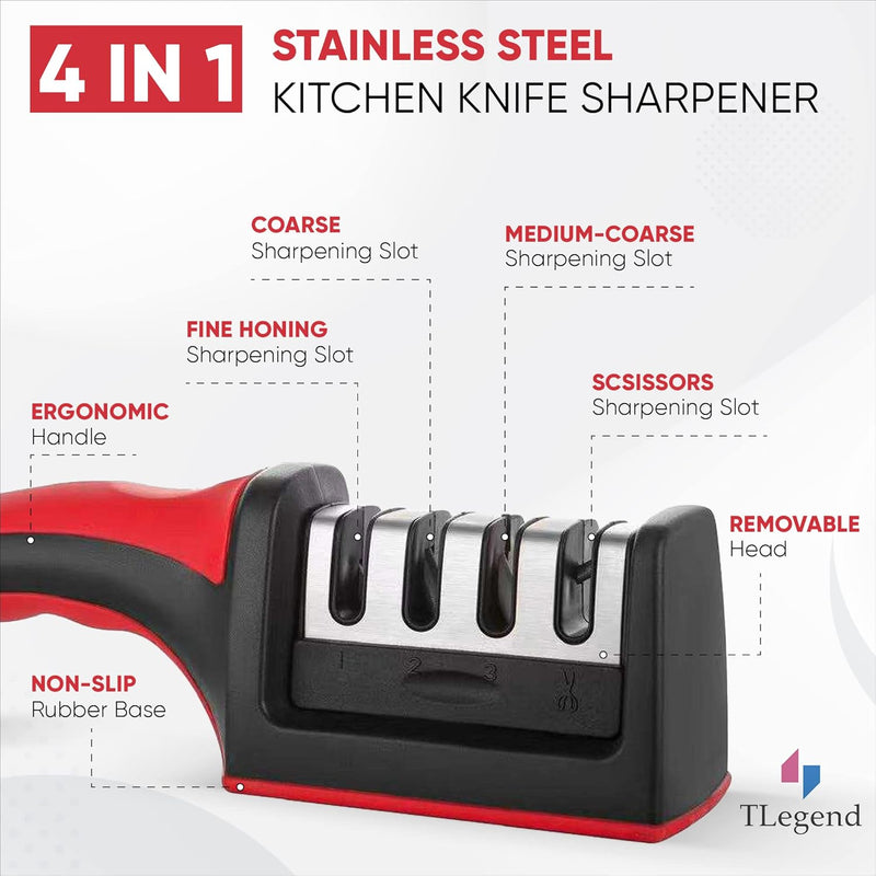Knife Sharpener – 4-Stage Sharpening Kit for Home, Chef & Kitchen Use