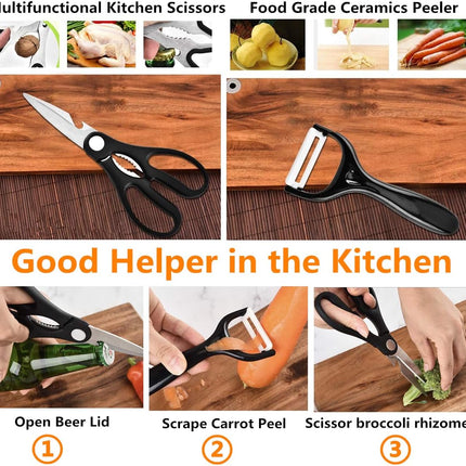 6-Piece Kitchen Knife Set with Scissors – Perfect for Chefs & Cooking