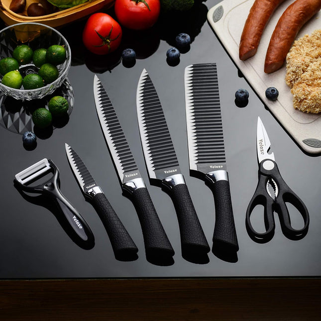 6-Piece Kitchen Knife Set with Scissors – Perfect for Chefs & Cooking