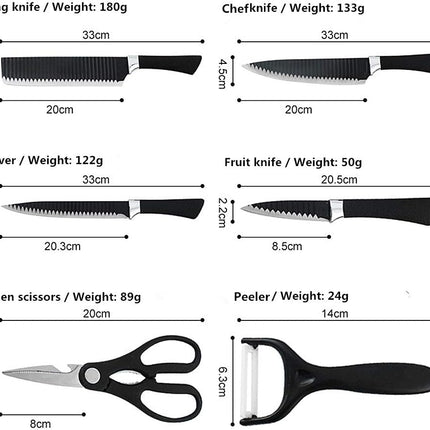 6-Piece Kitchen Knife Set with Scissors – Perfect for Chefs & Cooking